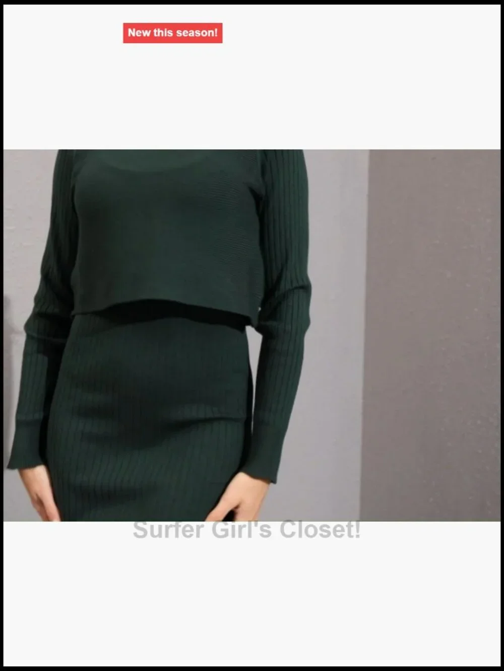 2 Piece Ribbed Knit Sweater Dress Set Crop Top Bodycon Midi Dress